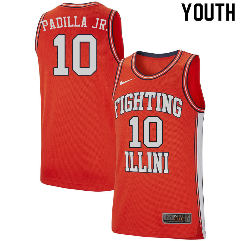 Youth #10 Edgar Padilla Jr. Illinois Fighting Illini College Basketball Jerseys Sale-Retro